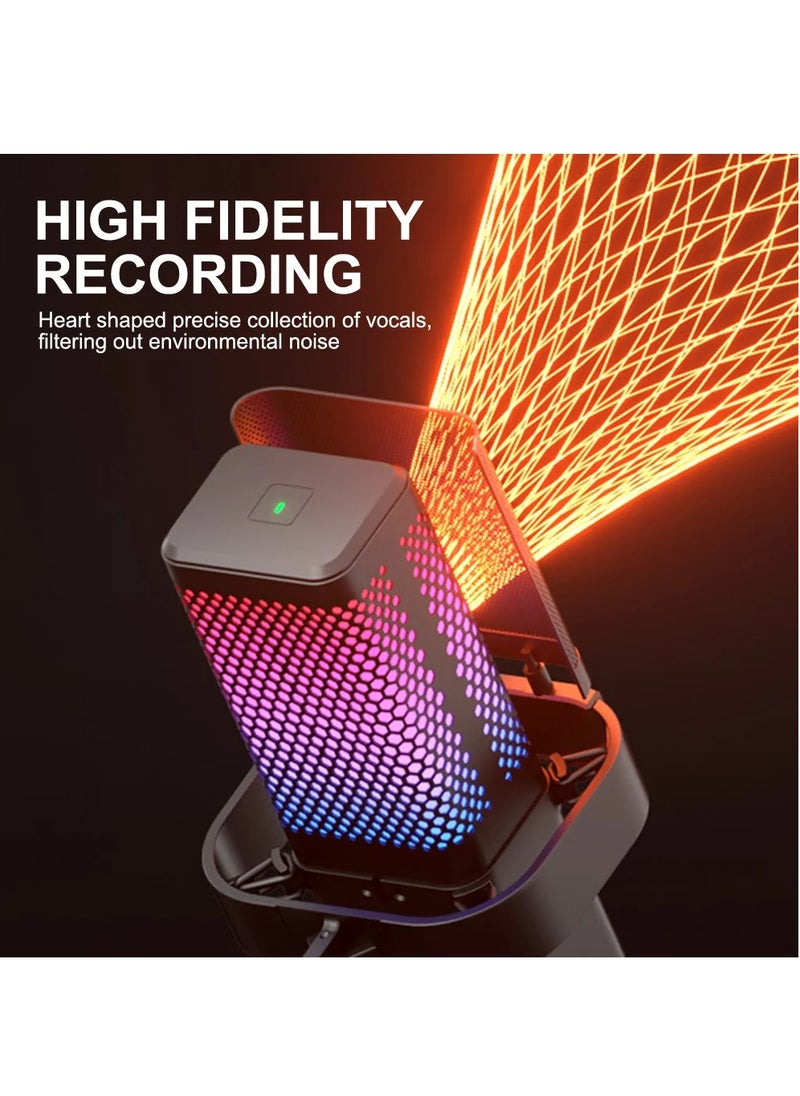 FlashHawk Professional Condenser Microphone with Pop Filter, Noise Reduction USB Dynamic Gaming Microphone with Mute Button for Studio Singing Podcasts Live Broadcast  - Image 5