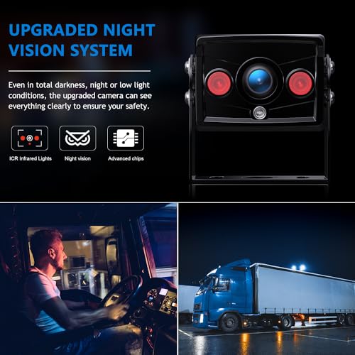 DVKNM Upgrade Backup Camera Monitor Kit 7" HD 1080P Monitor IP69 Waterproof Rearview Reversing Rear View Camera for Truck Trailer RV Pickup (TZ101) - Image 4
