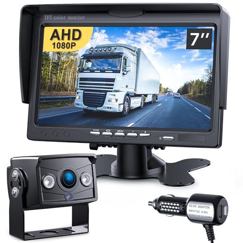 DVKNM Upgrade Backup Camera Monitor Kit 7" HD 1080P Monitor IP69 Waterproof Rearview Reversing Rear View Camera for Truck Trailer RV Pickup (TZ101) - Image 1