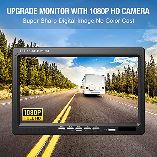 DVKNM Upgrade Backup Camera Monitor Kit 7" HD 1080P Monitor IP69 Waterproof Rearview Reversing Rear View Camera for Truck Trailer RV Pickup (TZ101) - Image 3