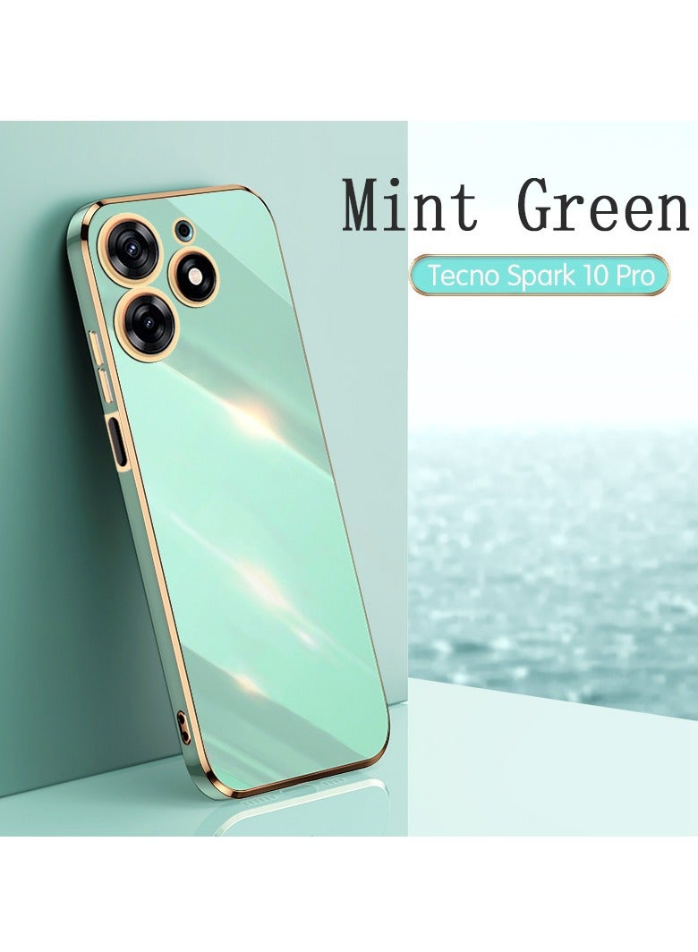TECNO Spark 10 Pro 4G Green Mobile Phone Case Cover, Luxury Plating Soft Back Cover, Raised Full Camera Protection - Image 1
