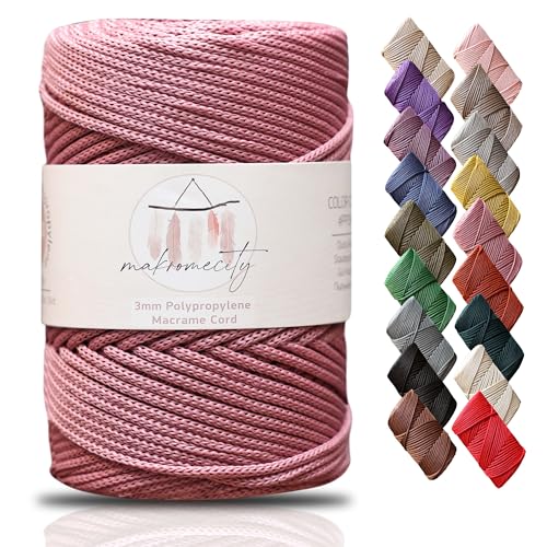 Makromecity, Premium Polyester Macrame Cord 3mm x 131 Yards (394 feet) 3mm Polypropylene Dusty Rose Macrame Cord Crochet Macrame Bag Cord Crafts for Wall Hangings, Bags, Underplate, Rug - Image 1