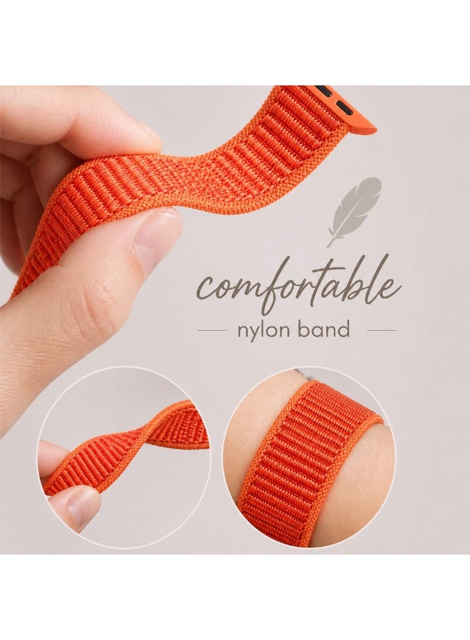 MARGOUN Breathable Nylon Sport Loop Band Compatible with Apple Watch 44mm 45mm 46mm 49mm for Women Men, iWatch Wrist Straps for Ultra 3 2, Se, Series 11 10 9 8 7 - Neon Tangerine - Image 4