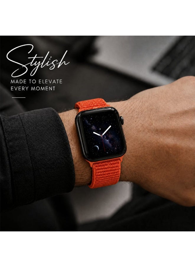 MARGOUN Breathable Nylon Sport Loop Band Compatible with Apple Watch 44mm 45mm 46mm 49mm for Women Men, iWatch Wrist Straps for Ultra 3 2, Se, Series 11 10 9 8 7 - Neon Tangerine - Image 5