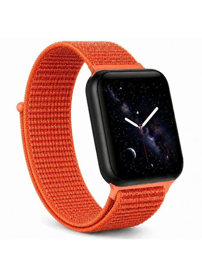 MARGOUN Breathable Nylon Sport Loop Band Compatible with Apple Watch 44mm 45mm 46mm 49mm for Women Men, iWatch Wrist Straps for Ultra 3 2, Se, Series 11 10 9 8 7 - Neon Tangerine - Image 1