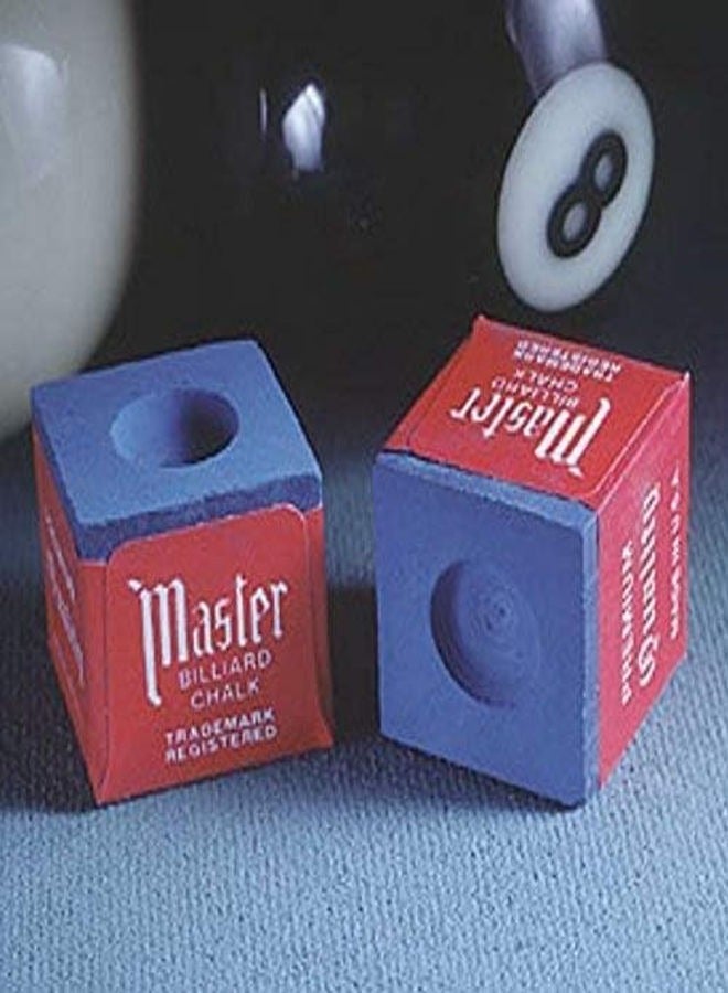 Master Snooker Pool Master Blue Cue Chalk - 12 Pieces - Image 1