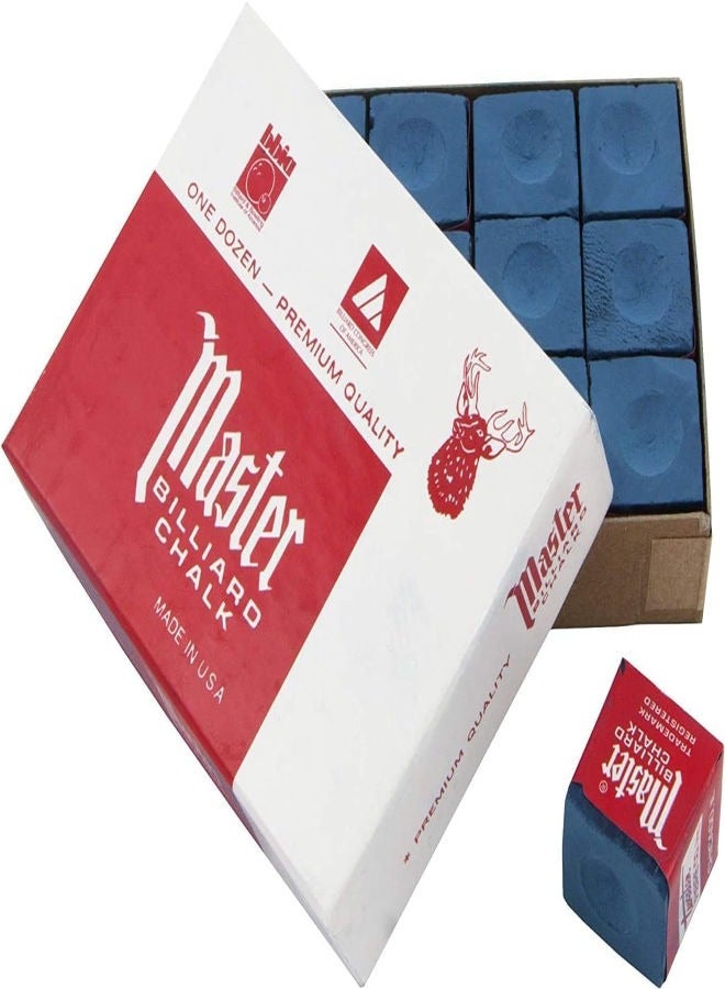 Master Snooker Pool Master Blue Cue Chalk - 12 Pieces - Image 4