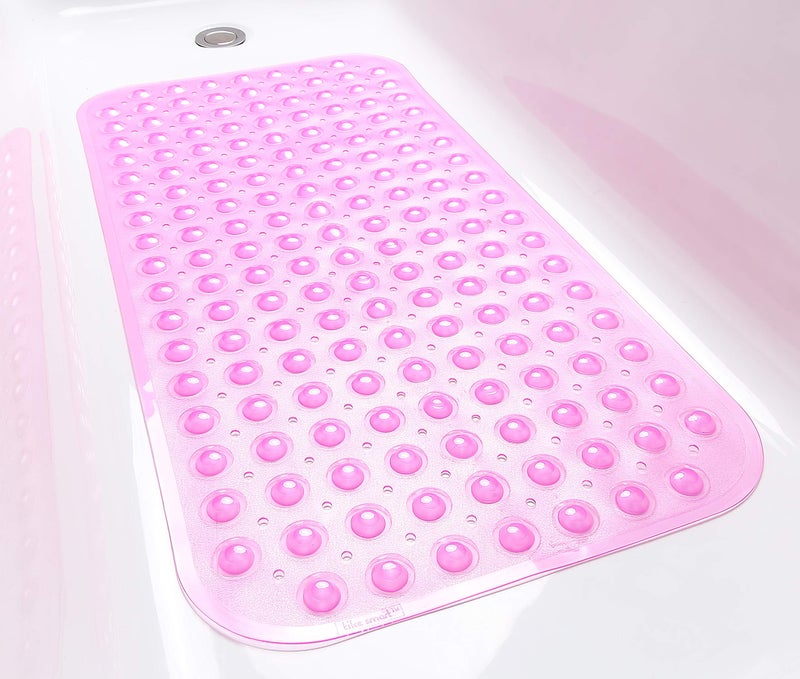 TIKE SMART Large Non-Slip Bathtub & Shower Mat 31â€x16â€ (Smooth/Non-Textured Tubs Only) Safe, Clean, Machine-Washable, Superior Grip&Drainage, Vinyl, Transparent Pink - Image 4