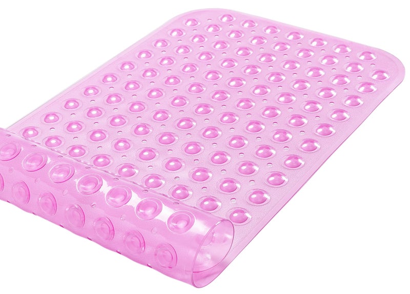 TIKE SMART Large Non-Slip Bathtub & Shower Mat 31â€x16â€ (Smooth/Non-Textured Tubs Only) Safe, Clean, Machine-Washable, Superior Grip&Drainage, Vinyl, Transparent Pink - Image 5