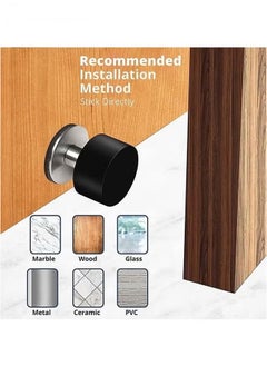 Bukela 2 Pack Door Stoppers Stop with Extra Stickers, Self-Adhesive Door Stops with Black Rubber Bumper & Stainless Steel Body - Heavy Duty Door Knob Wall Protector Sound Dampening for Home & Office Use  - Image 3