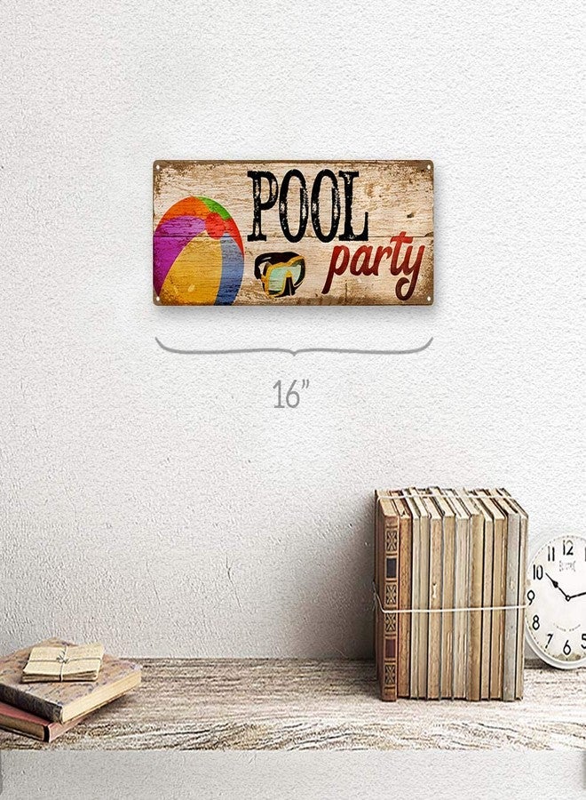 هوم بودي أكسنتس لوحة معدنية لحفلة بجانب المسبح، مقاس 6 × 16 بوصة، ديكور جداري للشرفة والفناء والسطح - Image 2