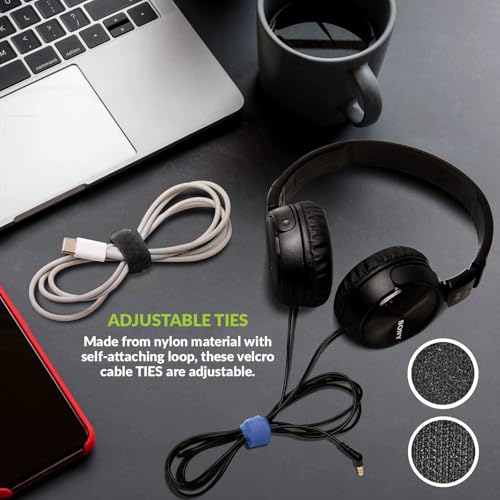 Gizga Essentials Set of 20 Cable Organiser, Cable Protector & Wire Organizer Clips for Cables, Reusable Cable Organizer for Desk, WFH Accessories, Multipurpose Silicone Adhesive Hooks & Cable Ties - Image 4