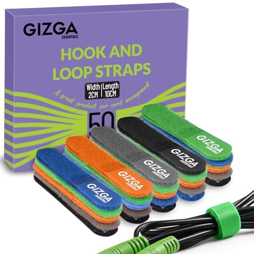 Gizga Essentials Set of 20 Cable Organiser, Cable Protector & Wire Organizer Clips for Cables, Reusable Cable Organizer for Desk, WFH Accessories, Multipurpose Silicone Adhesive Hooks & Cable Ties - Image 1