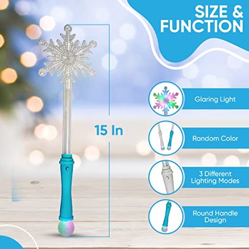 SENSORY4U Frozen Snowflake LED Light Up Wand Toy for Kids 2 Pack Magical Princess Costume Accessory Perfect for Party Favors Holiday Birthday Events - Image 5