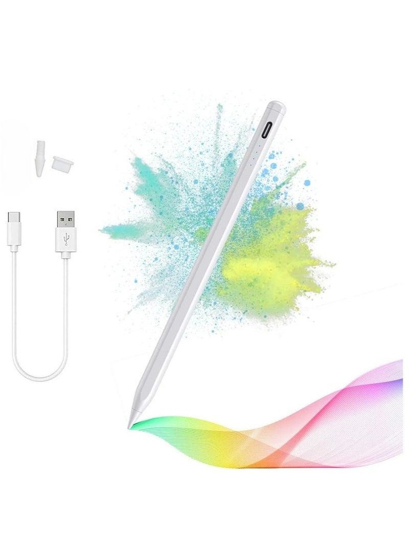 Universal Stylus Pen for Apple & Android Devices, Compatible with iPhones, iPads, Samsung, Huawei, Xiaomi, and More, Precision Writing, No Bluetooth or App Required, with 1 Pen Tip + Charging Cable + Manual – White - Image 1