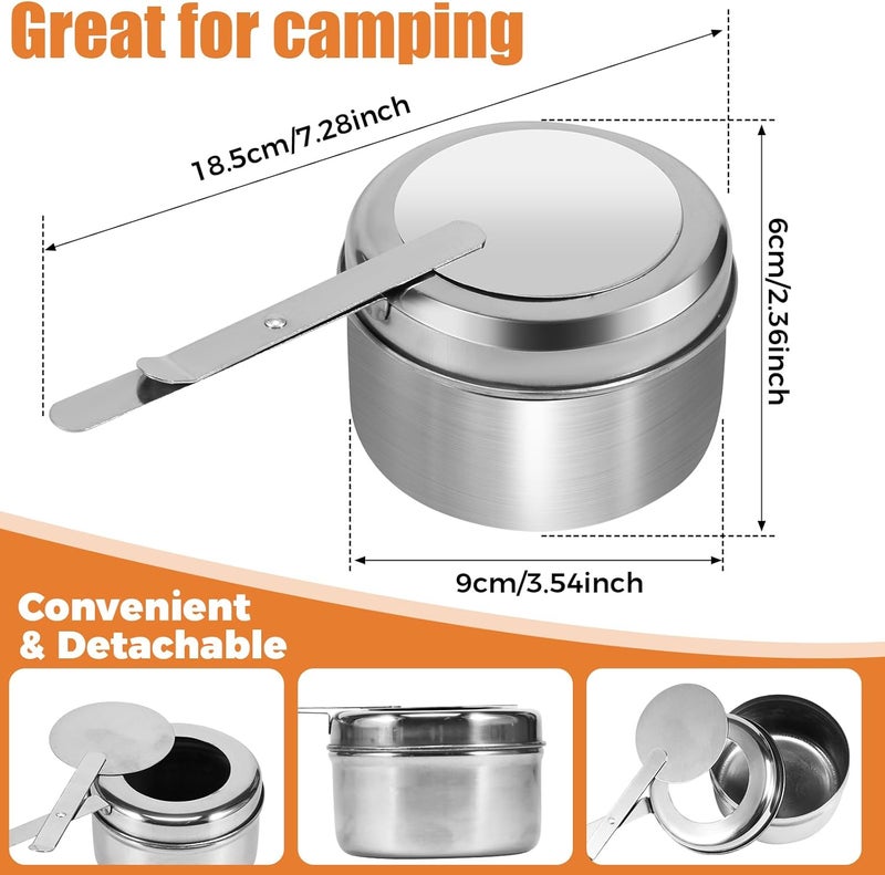 windforgecraft 6Pcs Stainless Steel Chafing Fuel Holder with Cover Chafing Dish Buffet Set Chafer Canned Heat Fuel Box Buffet Warmer Warming Trays for Buffets Barbecue Parties Chafing Dish Buffet - Image 2