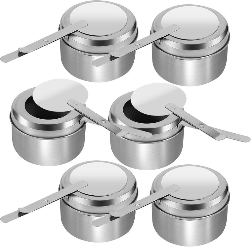 windforgecraft 6Pcs Stainless Steel Chafing Fuel Holder with Cover Chafing Dish Buffet Set Chafer Canned Heat Fuel Box Buffet Warmer Warming Trays for Buffets Barbecue Parties Chafing Dish Buffet - Image 1