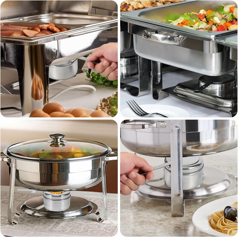 windforgecraft 6Pcs Stainless Steel Chafing Fuel Holder with Cover Chafing Dish Buffet Set Chafer Canned Heat Fuel Box Buffet Warmer Warming Trays for Buffets Barbecue Parties Chafing Dish Buffet - Image 5