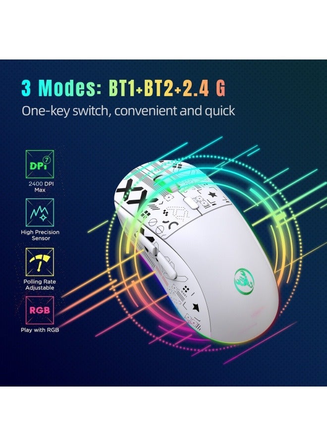 عام الألعاب اللاسلكية الماوس RGB مضيئة TYPE-C شحن الماوس نقل المياه الطباعة ثلاثة وضع 2.4G بلوتوث مزدوج 5.0 - Image 2