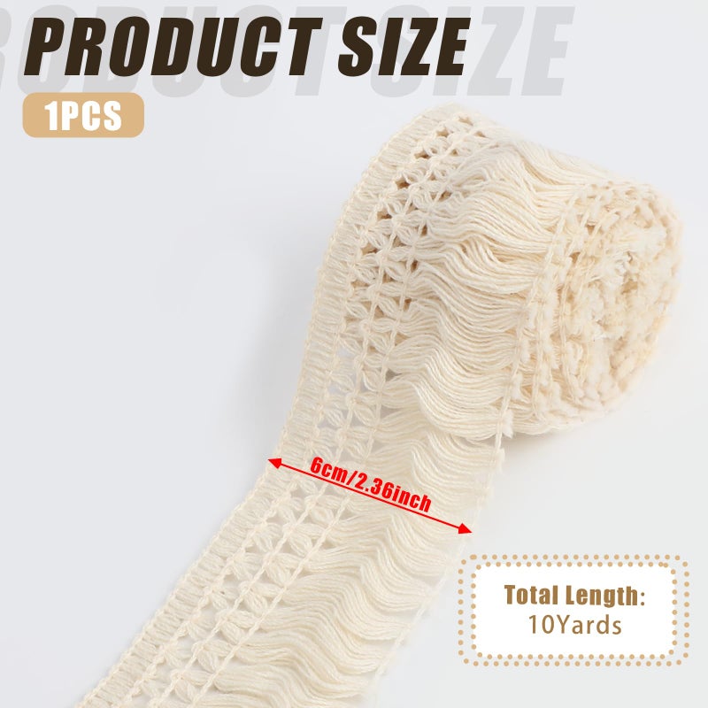Hariendny 10 Yards Boho Long Fringe Trim 2.3'' Wide Sewing Fringe Trim Cotton Tassel Trims for Clothes Lamp Shade Curtain Dress Crafts Accessories Home Decor - Image 2