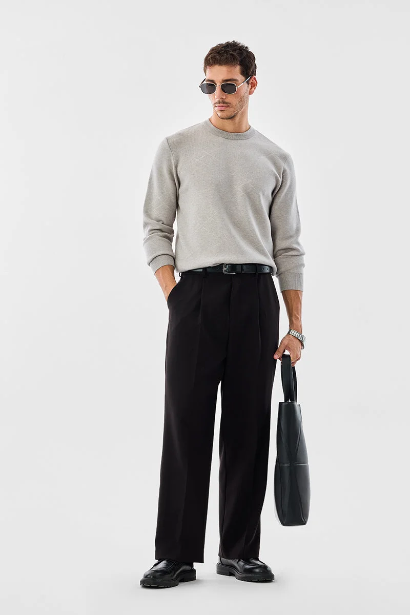 Snitch Grey Self-design Full Sleeve Pullover for Men | Best Price UAE