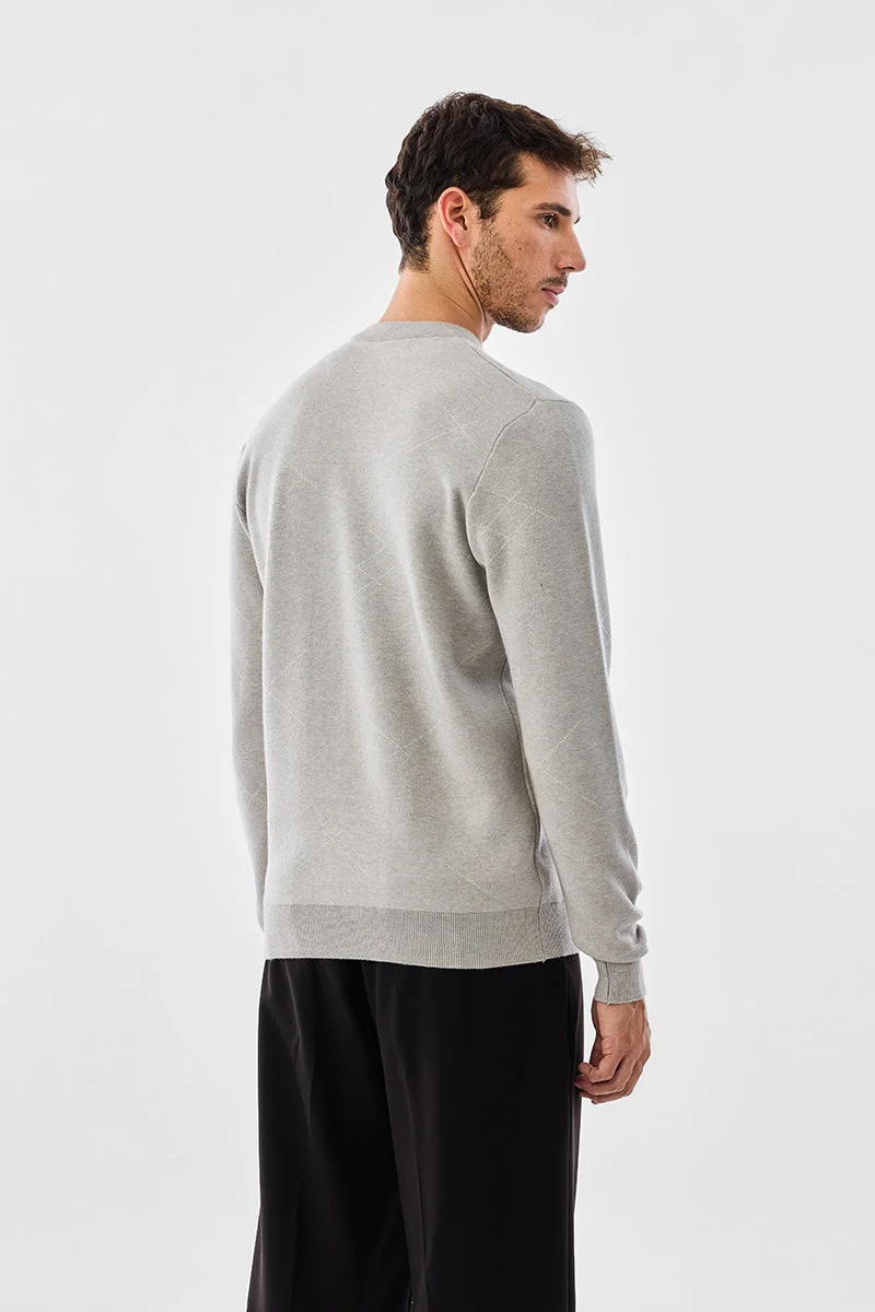 Snitch Grey Self-design Full Sleeve Pullover for Men | Best Price UAE