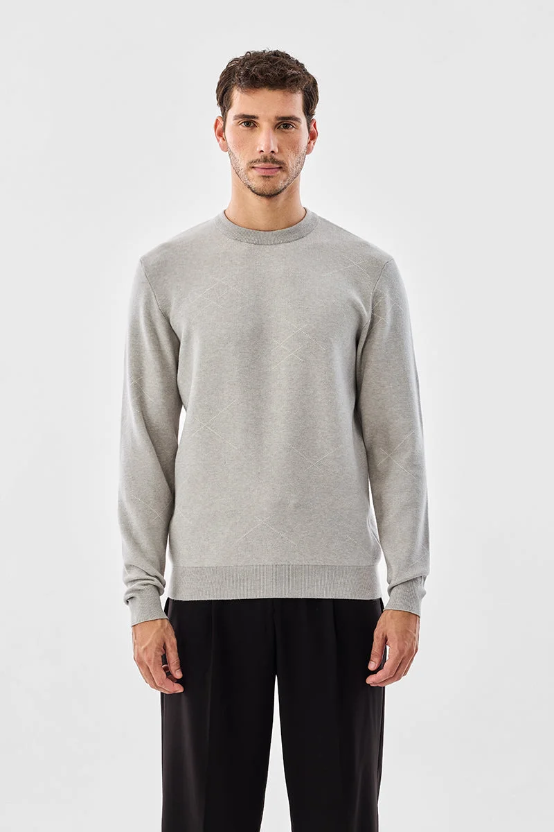 Snitch Grey Self-design Full Sleeve Pullover for Men | Best Price UAE