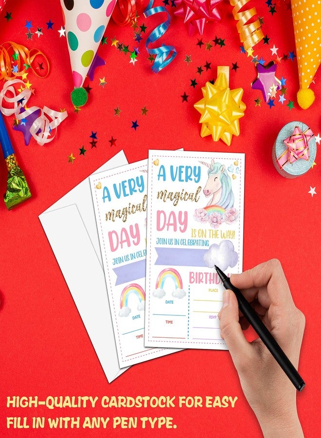Levitatinyear Unicorn Birthday Party Invitation, Magical Unicorn Themed Fill-In Invites for Men & Women, 20 Invitations With Envelopes (4" X 6"), Adults Rainbow Party Favors Decorations and Supplies -28 - Image 3