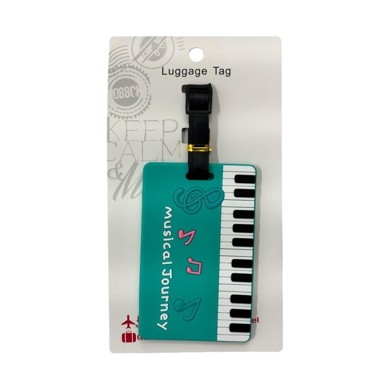 Eitheo بطاقات أمتعة للأطفال بطاقات أمتعة مع اسم وعنوان | بطاقات أمتعة سيليكون للحقائب، بطاقات لتحديد الحقائب/حقائب المدرسة ملصق ملون متعدد (بيانو موسيقي) - Image 4