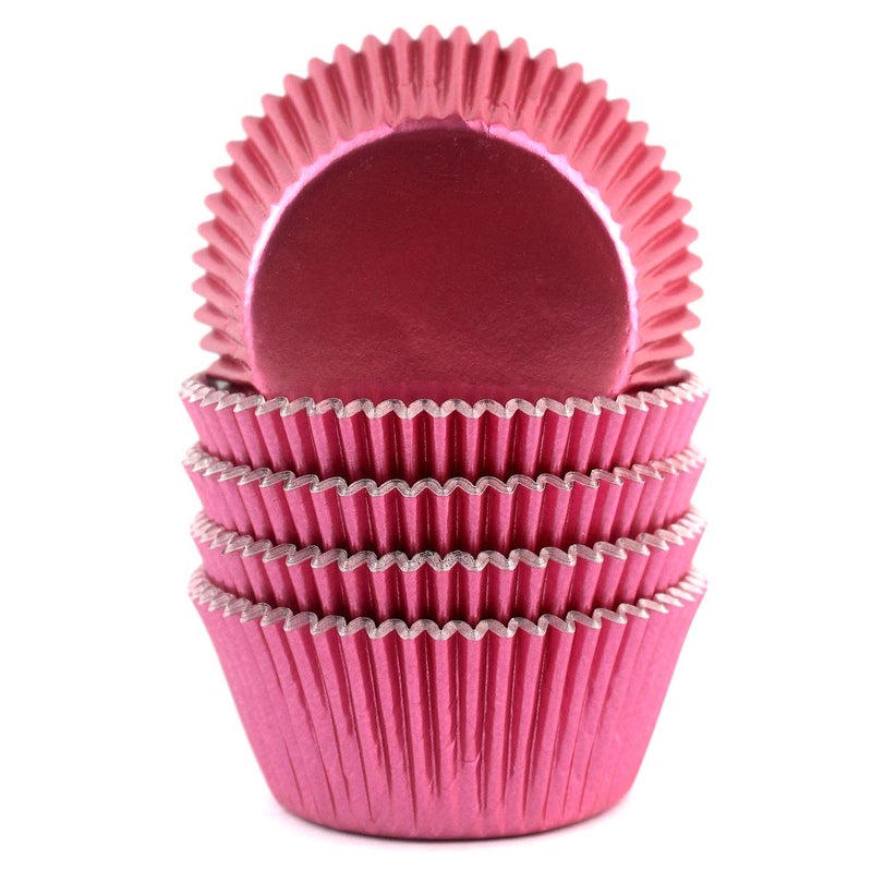 Eoonfirst Foil Cupcake Liners Baking Cups 100 Pcs Pink