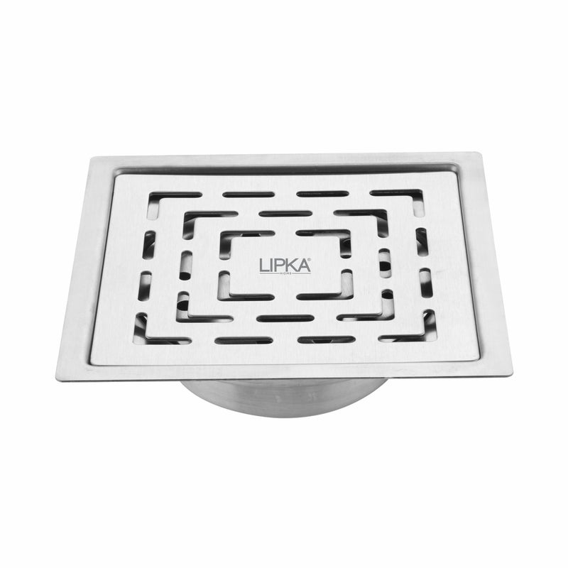 LIPKA Orange Exclusive Square Flat Cut Floor Drain | 6 x 6 Inches | 304-Grade Stainless Steel Floor Trap with Matte Finish | Drain Jali for Bathrooms with Cockroach Trap - Image 1