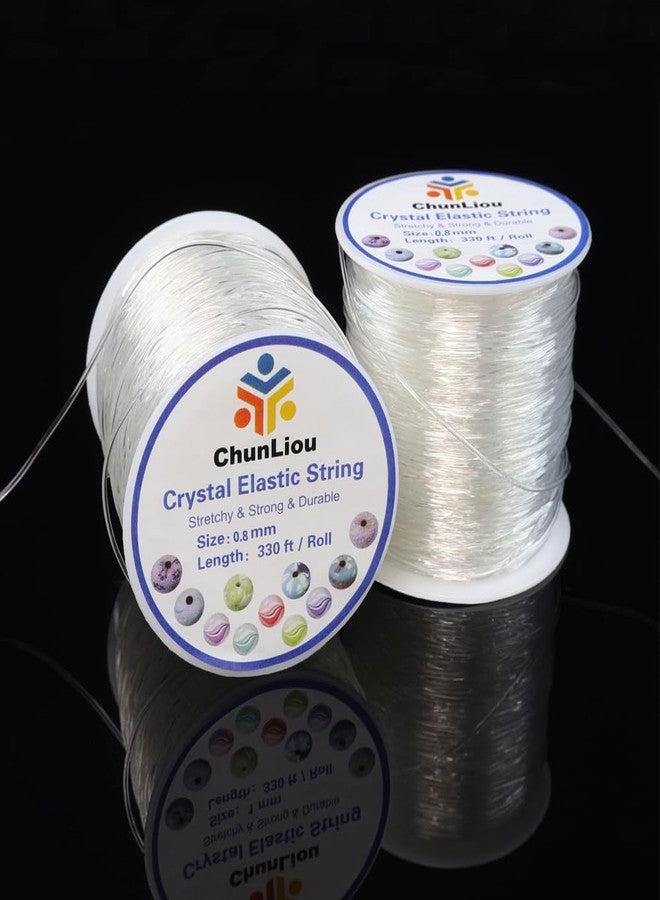 ChunLiou 0.8 mm Stretchy Bracelet String, 2 Rolls of Crystal Clear Elastic Cord for Bracelets, Necklaces, Beading, and Jewelry Making (200 m) - Image 1