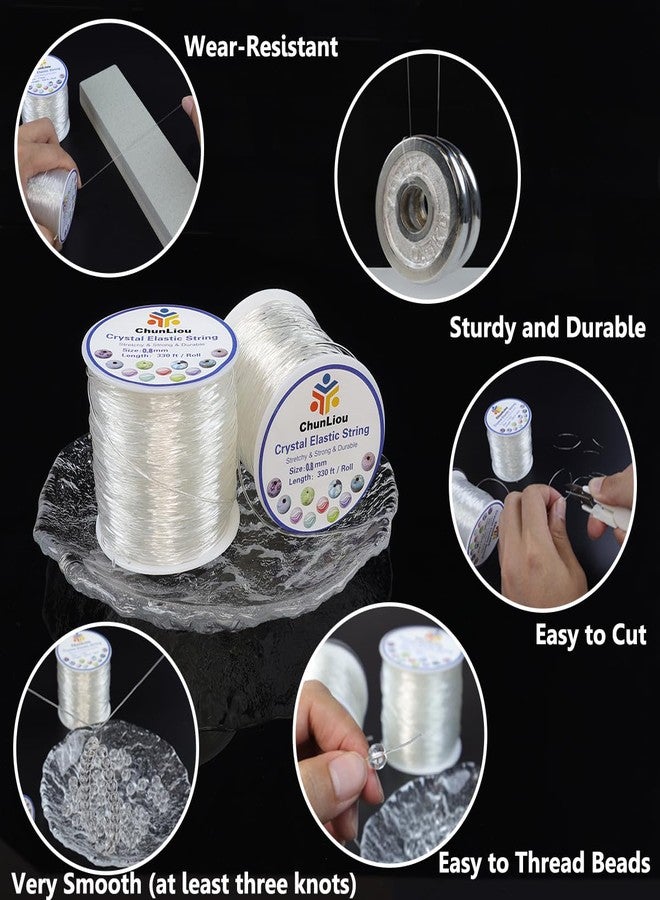 ChunLiou 0.8 mm Stretchy Bracelet String, 2 Rolls of Crystal Clear Elastic Cord for Bracelets, Necklaces, Beading, and Jewelry Making (200 m) - Image 5