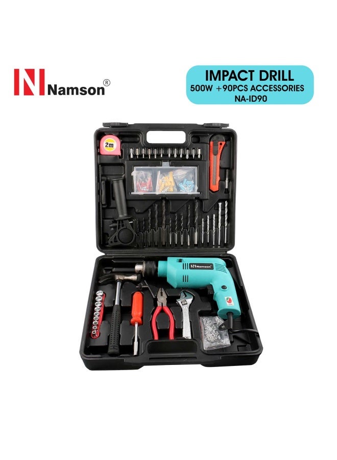 NAMSON Impact Drill 500W 13Mm+90 Pieces Accessories Na-Id90 - Image 1