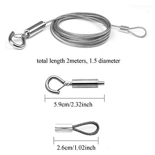 ZKSM Picture Hanging Rope Wire 2 Packs Stainless Steel Wire with Loop and Hook 1.5 mmx2 m Heavy Duty Frame Hanger Rope for Light Lamp Hardware, Supports up to 30 KG - Image 4