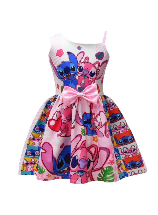 عام غرزة واحدة الكتف فستان بكتافة فيونكة للبنات فستان هدية للعائلة والأصدقاء - Image 1