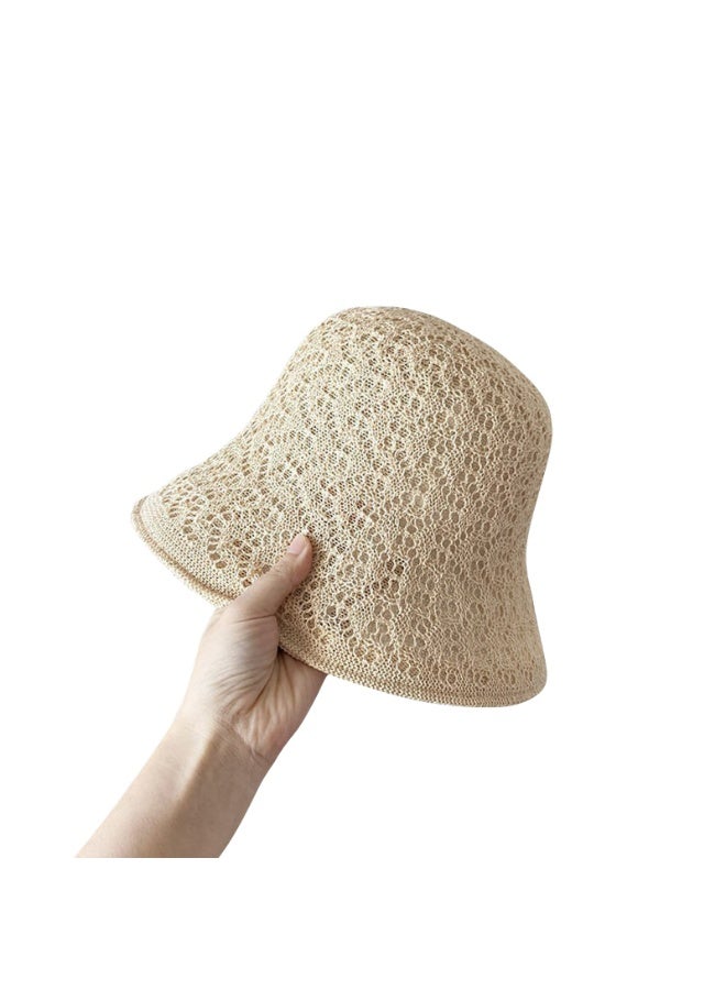 Double layered fisherman hat, versatile summer straw hat, breathable sun protection and sunshade hat for women to wear when going out with a sun hat（Beige） - Image 2