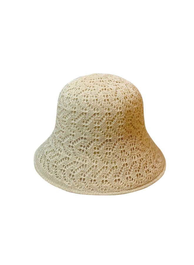 Double layered fisherman hat, versatile summer straw hat, breathable sun protection and sunshade hat for women to wear when going out with a sun hat（Beige） - Image 1