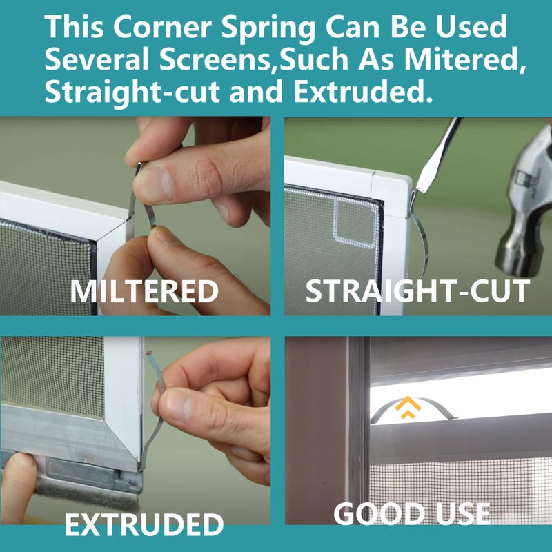 dttbgg Window Screen Tension Spring Corner Clips Holding Screen Sliding In Aluminum Channel Safely And Securely Wide 2-3/4 Long 30 Pcs - Image 5