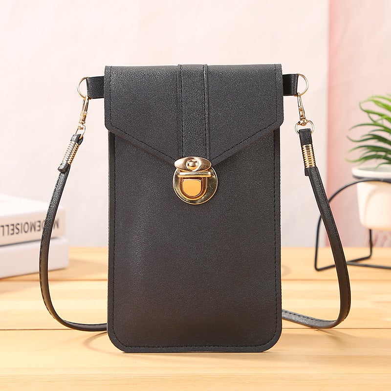 Women'S Bag Thin Fashionable Lock Buckle Crossbody Mobile Phone Bag Touch Screen Mobile Phone Wallet Women'S Retro Student Buckle Small Wallet - Image 5