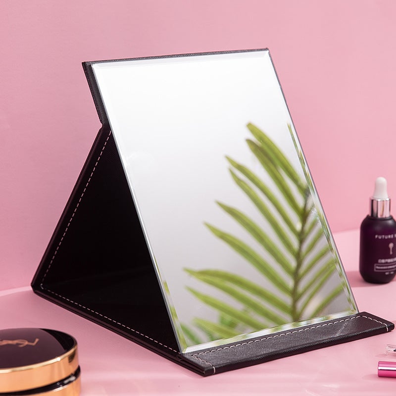 Portable makeup mirror folding desktop HD student dormitory Princess Mirror female large small size desktop dressing mirror(Medium 16 * 12cm-[red] waterproof) - Image 2