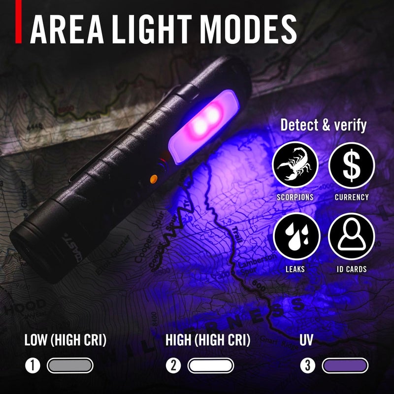 Coast KL30R 500 Lumen Rechargeable LED Pocket Flashlight with UV Light - Image 4