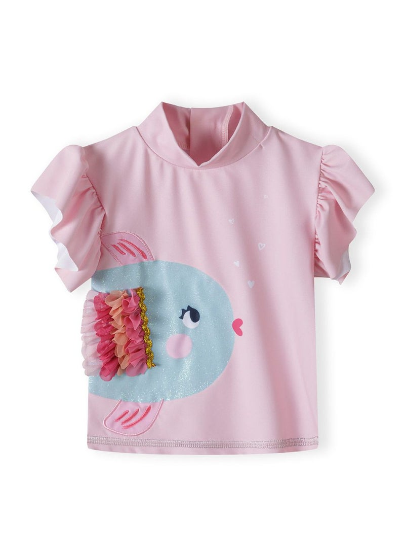 MINOTI 2-Piece Girls' Swim Set with Short Sleeve Top and Biker Shorts - Image 4