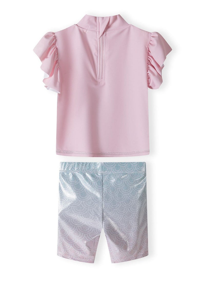 MINOTI 2-Piece Girls' Swim Set with Short Sleeve Top and Biker Shorts - Image 3