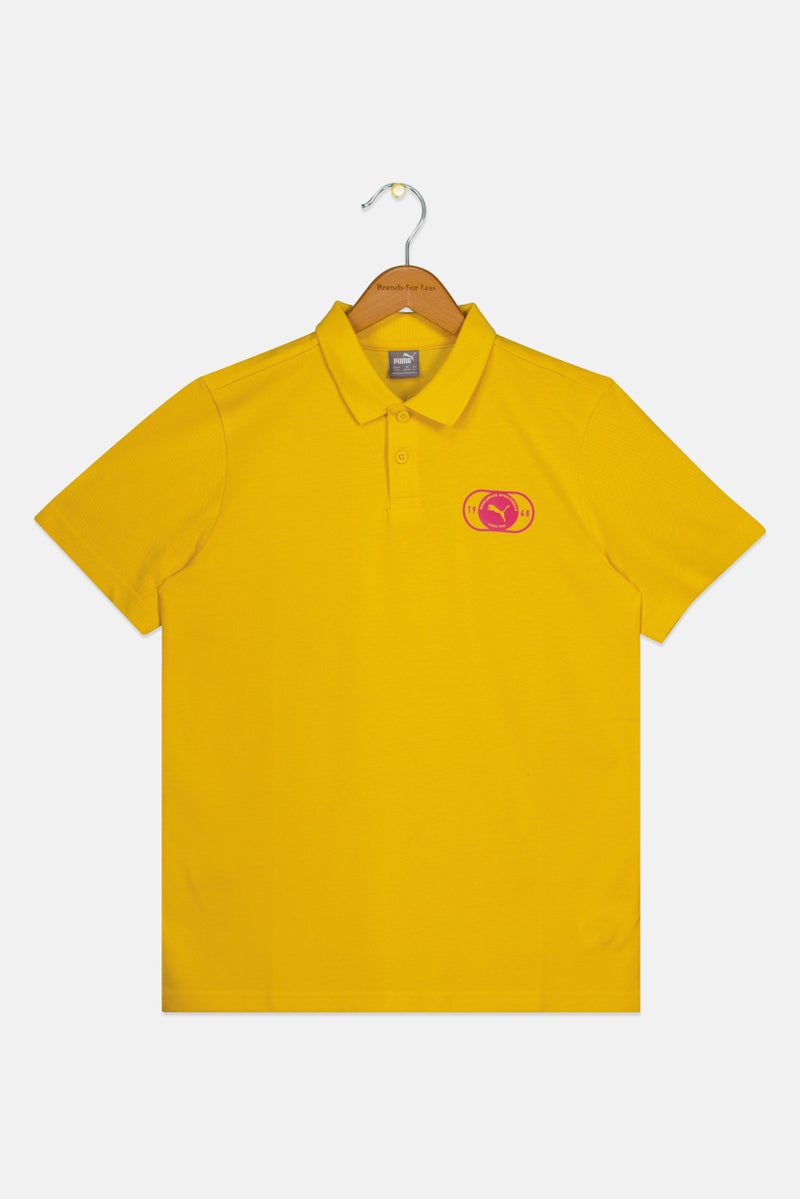 PUMA Kids Boy Sportswear Fit Brand Logo Short Sleeve Outdoor Polo Shirt, Yellow - Image 2