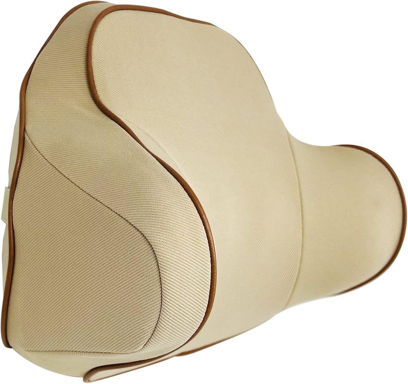 plastific Universal Memory Foam Car Seat Headrest Neck Pillow - Breathable and Comfortable Neck Support Cushion (Beige, 29 x 25 x 17cm) - Image 4