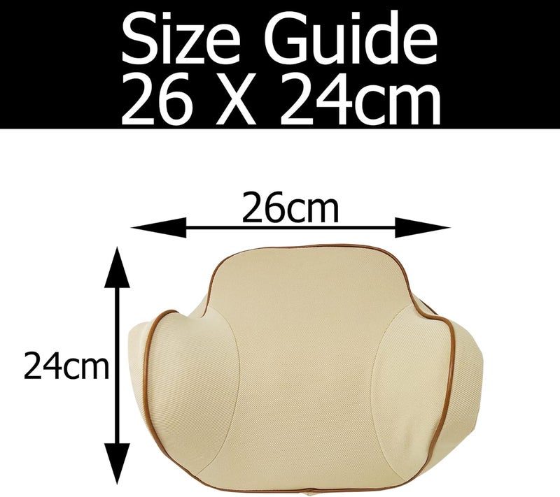 plastific Universal Memory Foam Car Seat Headrest Neck Pillow - Breathable and Comfortable Neck Support Cushion (Beige, 29 x 25 x 17cm) - Image 5