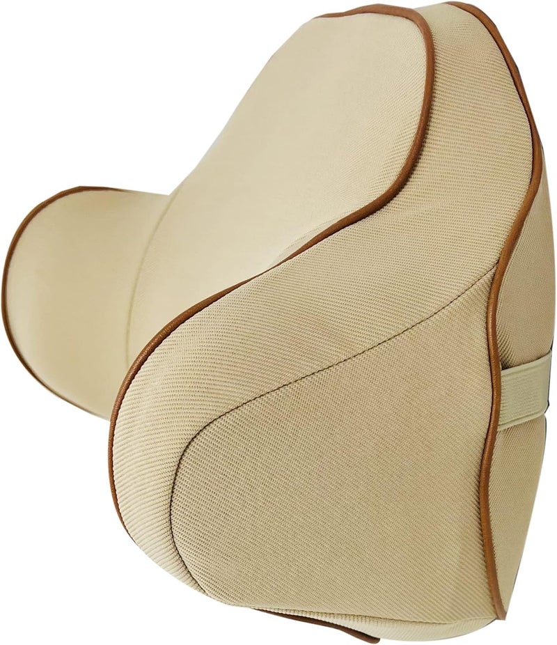 plastific Universal Memory Foam Car Seat Headrest Neck Pillow - Breathable and Comfortable Neck Support Cushion (Beige, 29 x 25 x 17cm) - Image 2