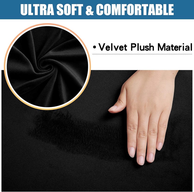 smiry Velvet Seat Covers for Dining Room Chair Set of 4, Stretch Fit Removable Washable Chair Seat Cushion Protector Slipcovers with Ties, Black - Image 2