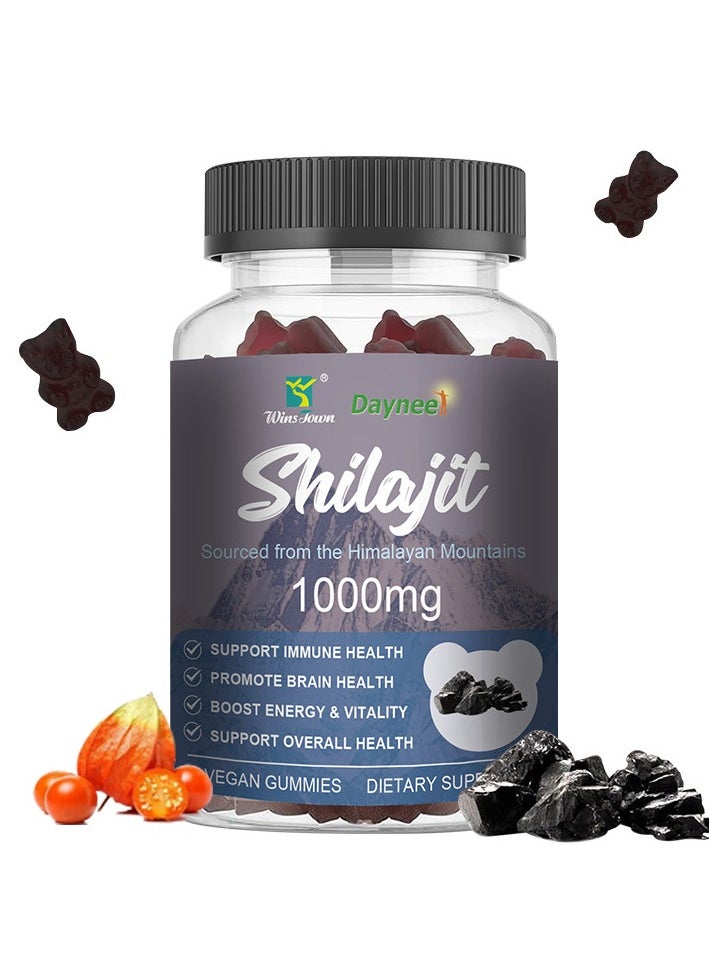 Daynee Pure Himalayan Shilajit Gummies I Lab Tested I No Added Sugar I Ashwagandha, Gokshura| Fulvic Acid & 85+ Trace Minerals I for Men, Women I Non-GMO I 100% Natural & Organic I 60 Gummies  - Image 1